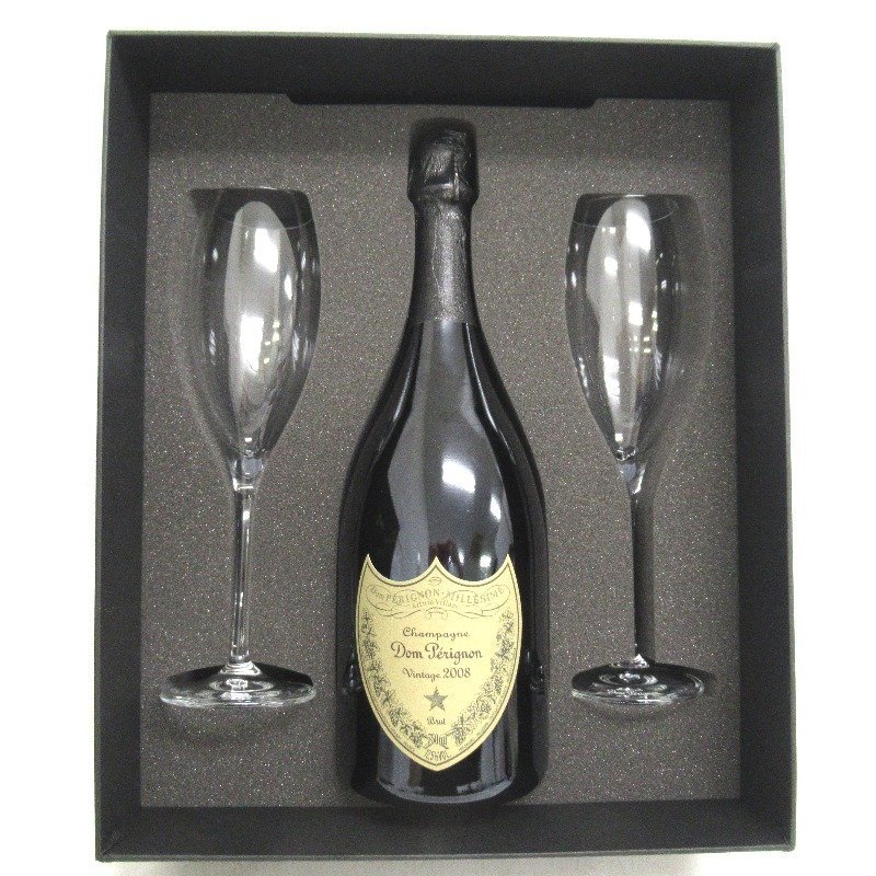 돔 페리뇽 빈티지 2008 삼페인 2잔 상자포함<br><small>ドン ペリニヨン 2008年 白 750ml 箱あり</small>